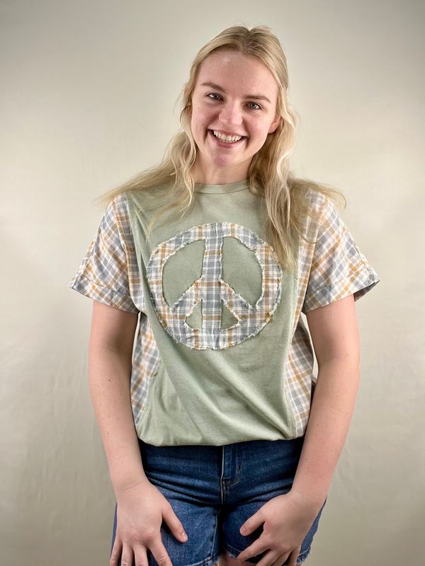 Vintage Wash Peace Patch Top