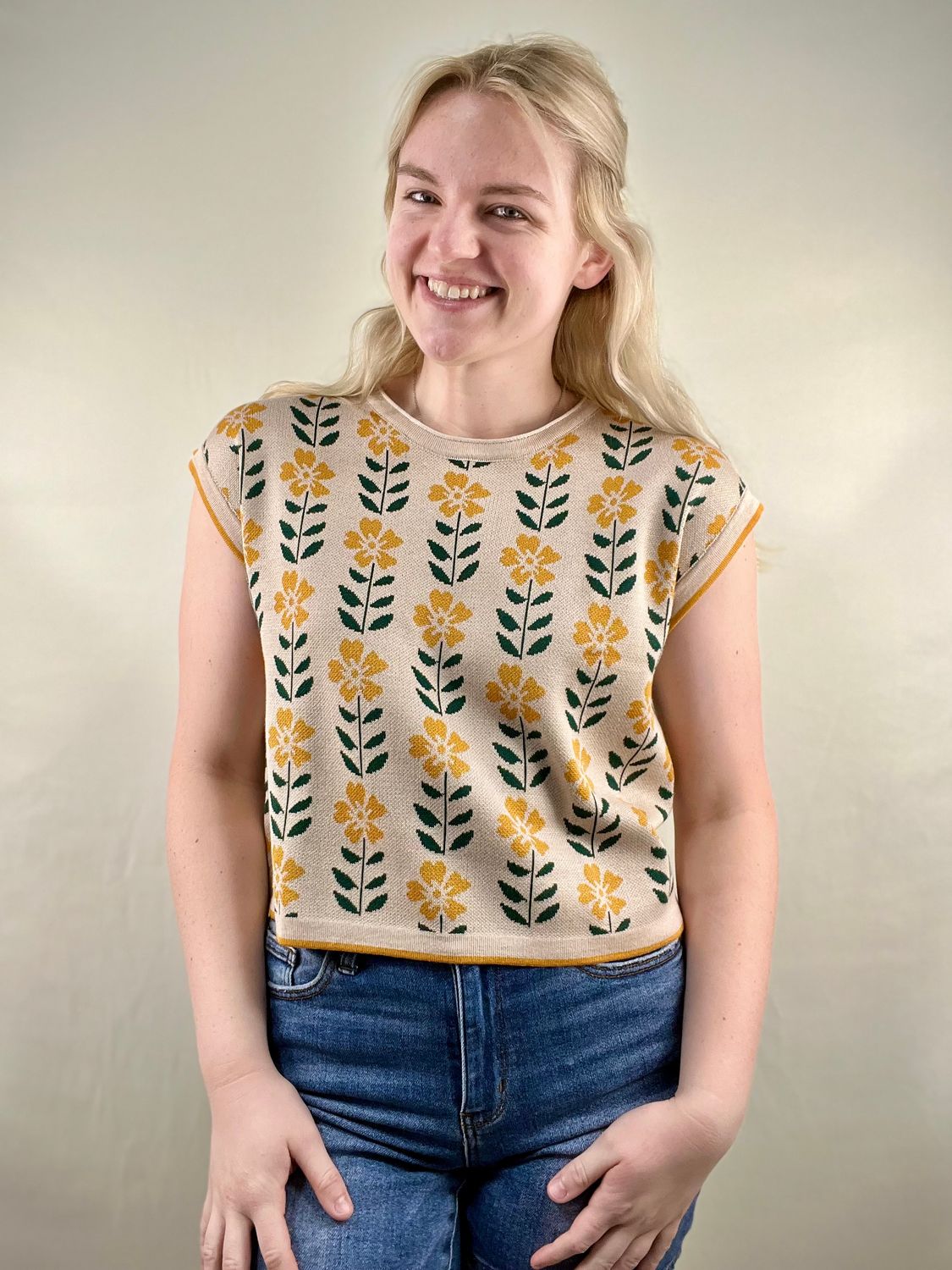 Retro Flower Sweater Top