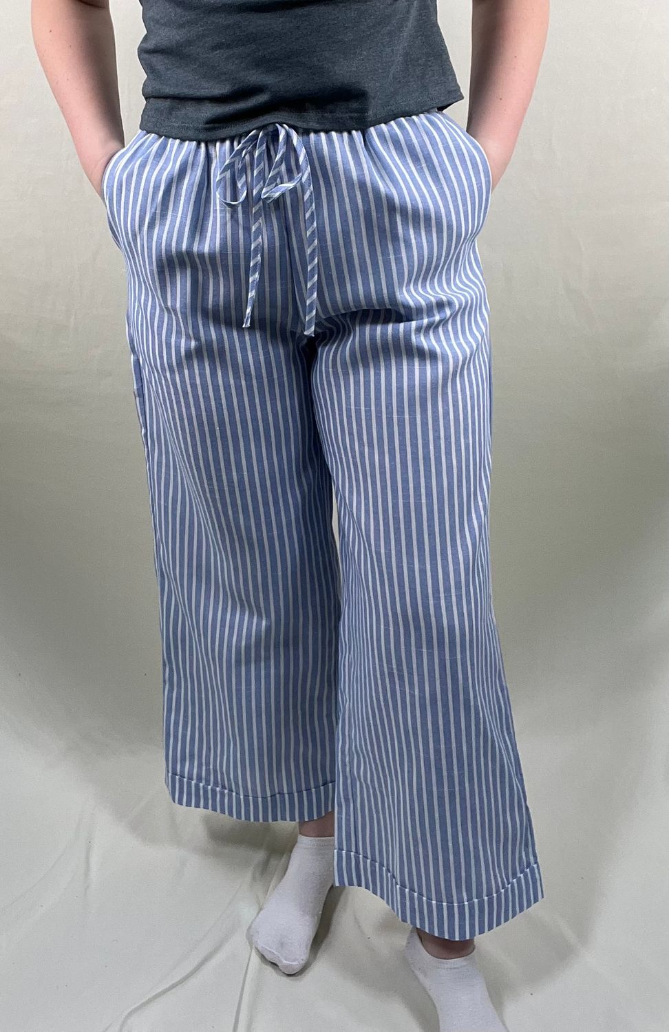 Striped Cropped Casual Pants