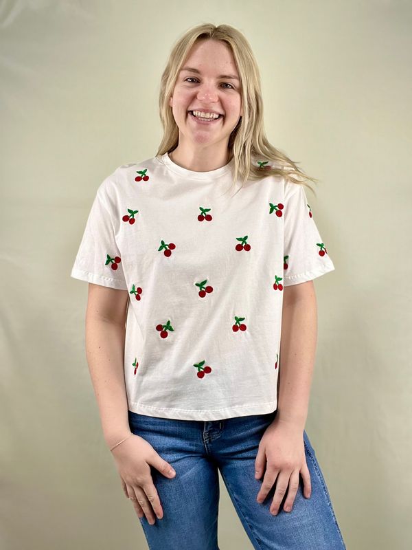 Cherry Embroidered Tee
