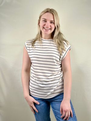 Striped Cap Sleeve Casual Top