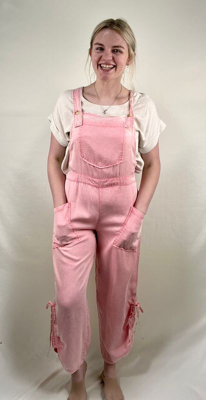 Pink Mineral Washed Overalls