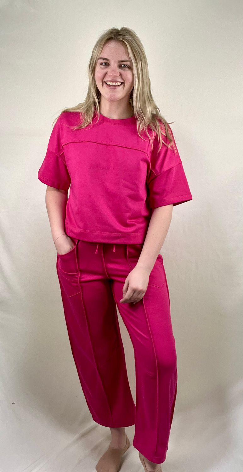 The Daily High Waist Pants in Hot Pink