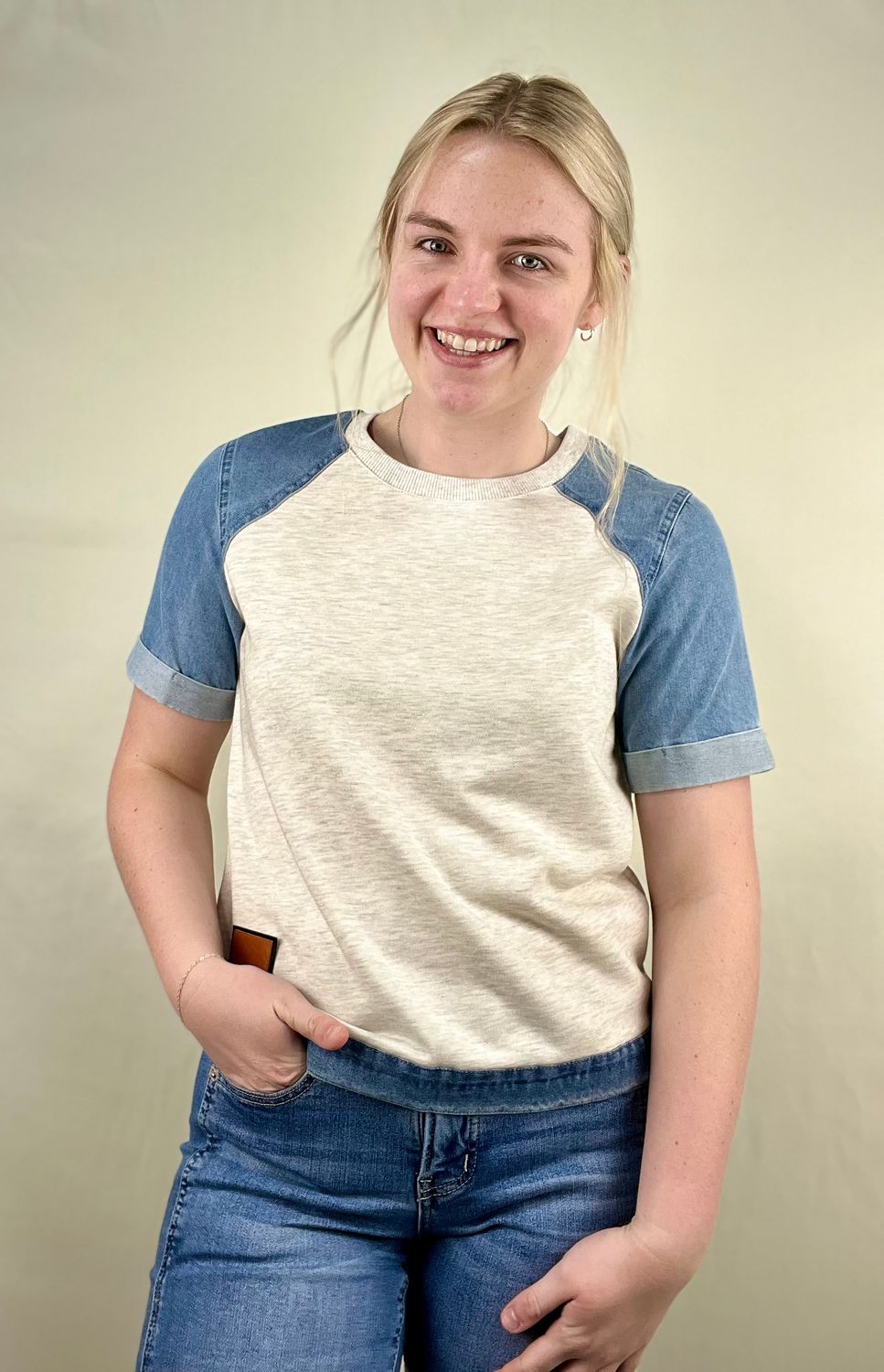 Denim Accent Top