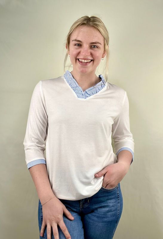 3/4 Sleeve Stripe Accent Top