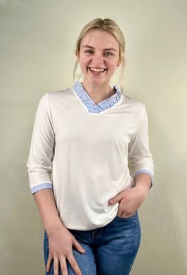 3/4 Sleeve Stripe Accent Top
