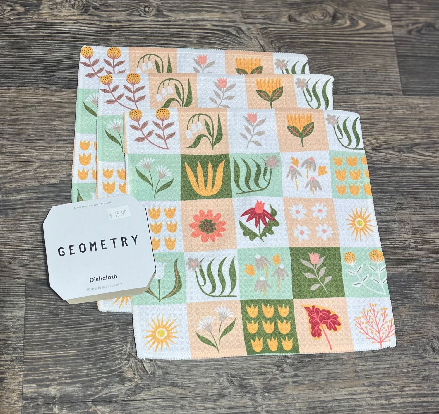 Patchwork Garden 3 Pack Dishcloth Set