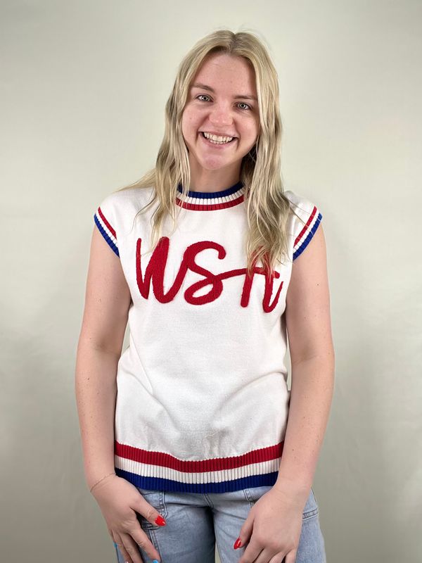 USA Striped Trim Sweater
