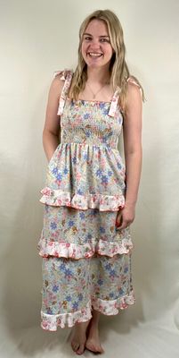 Smocked Floral Tiered Dress