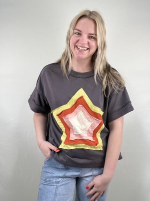 Charcoal Patchwork Star Top