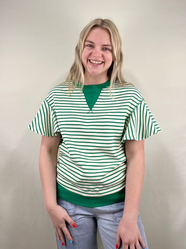 Green Striped Loose Fit Tee