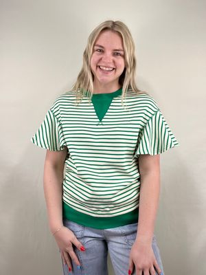 Green Striped Loose Fit Tee