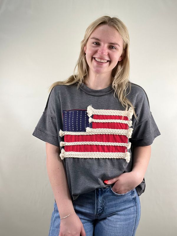American Flag Patch Top