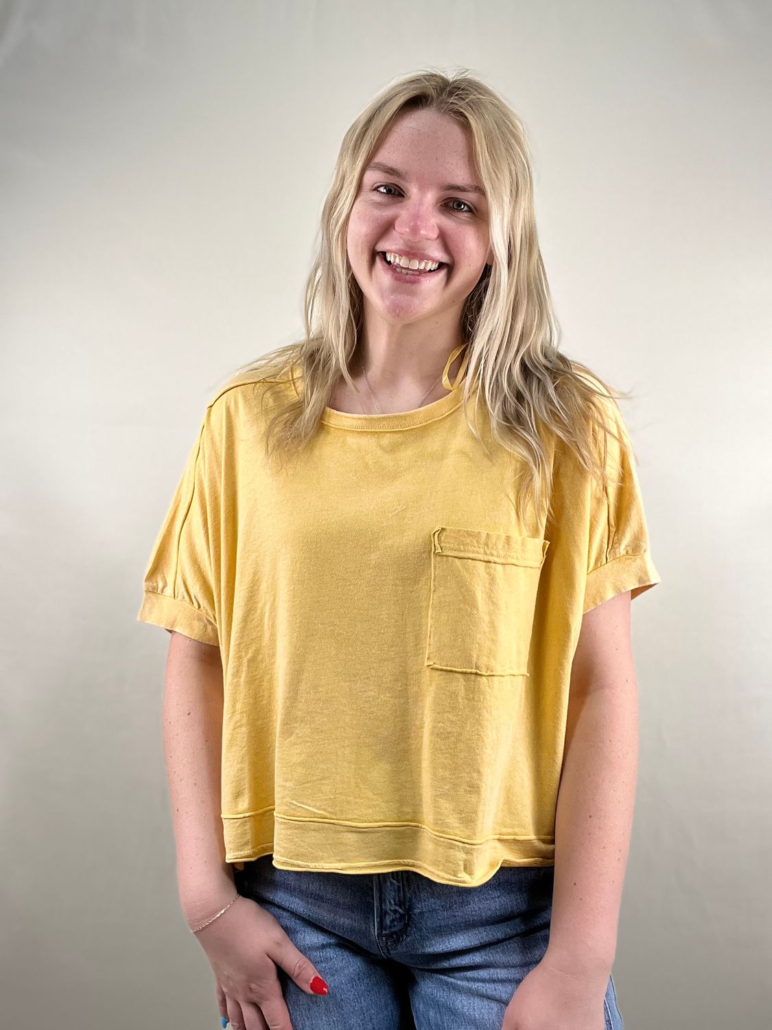 Yellow Oversized Crop Tee