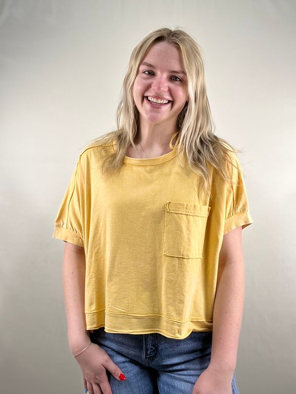 Yellow Oversized Crop Tee