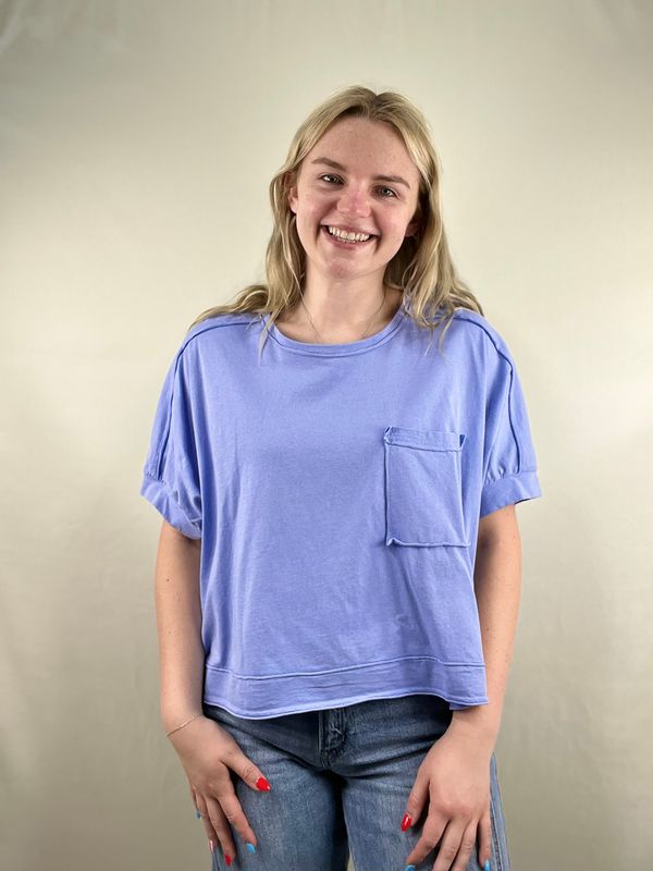 Blue Oversized Crop Tee