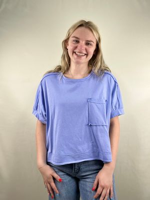 Blue Oversized Crop Tee