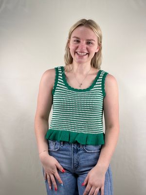 Green Ruffle Hem Sweater Tank