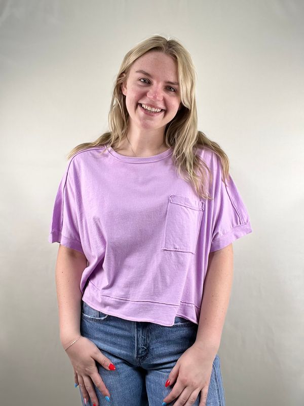 Lavender Oversized Crop Tee