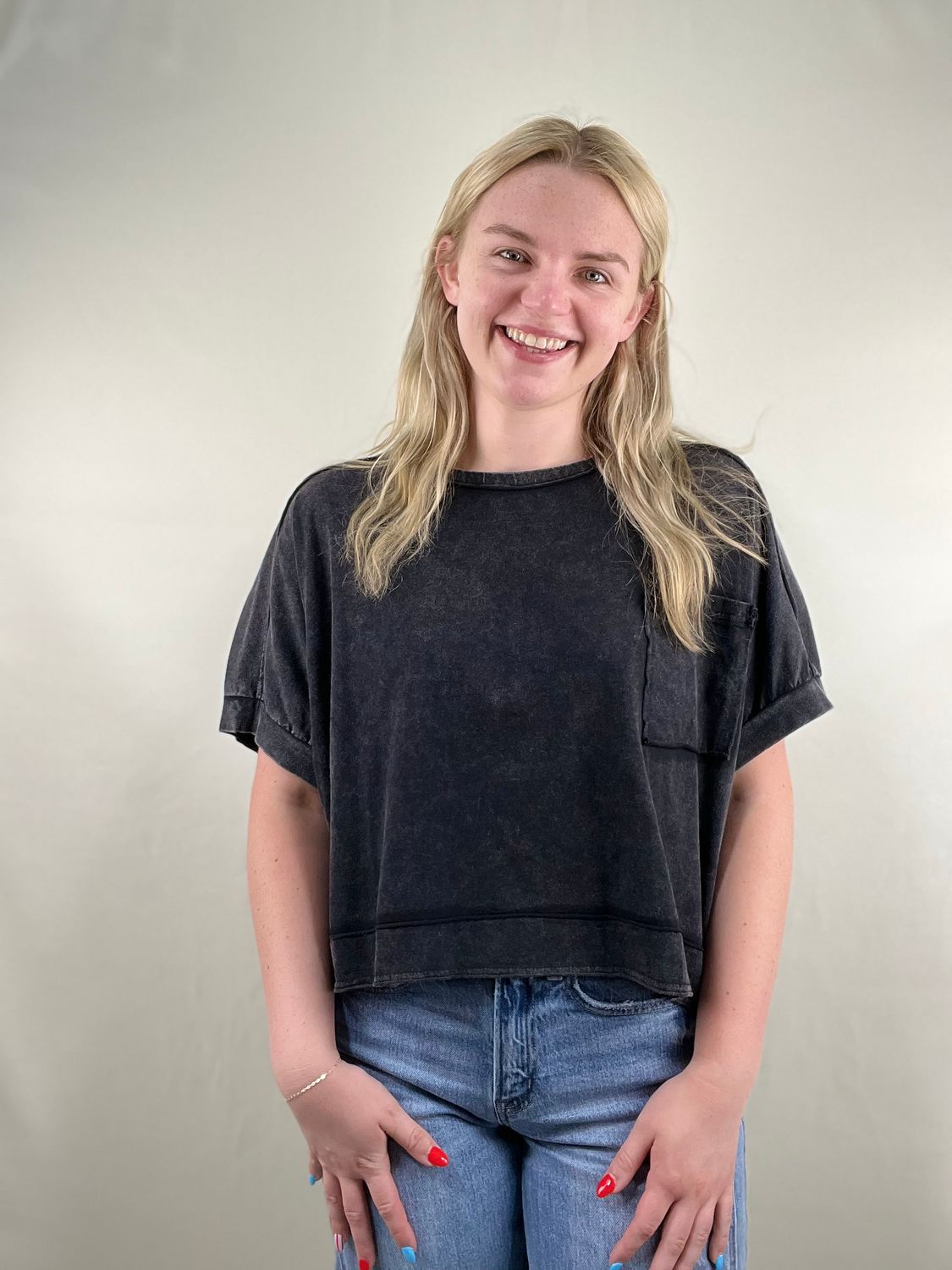 Black Oversized Crop Tee