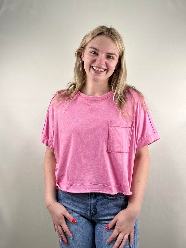 Pink Oversized Crop Tee