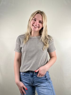 Exposed Seam Tee in Grey