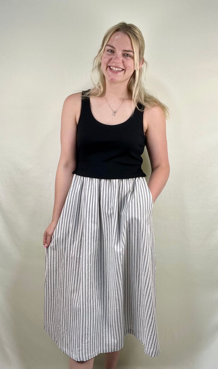 Tank/Striped Skirt Twofer Dress