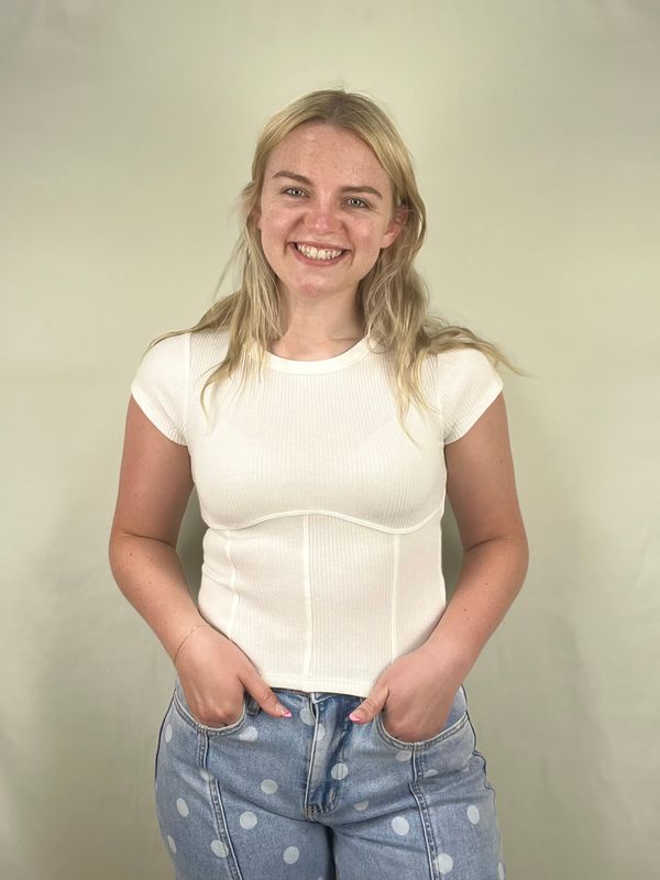 White Corset Ribbed Tee