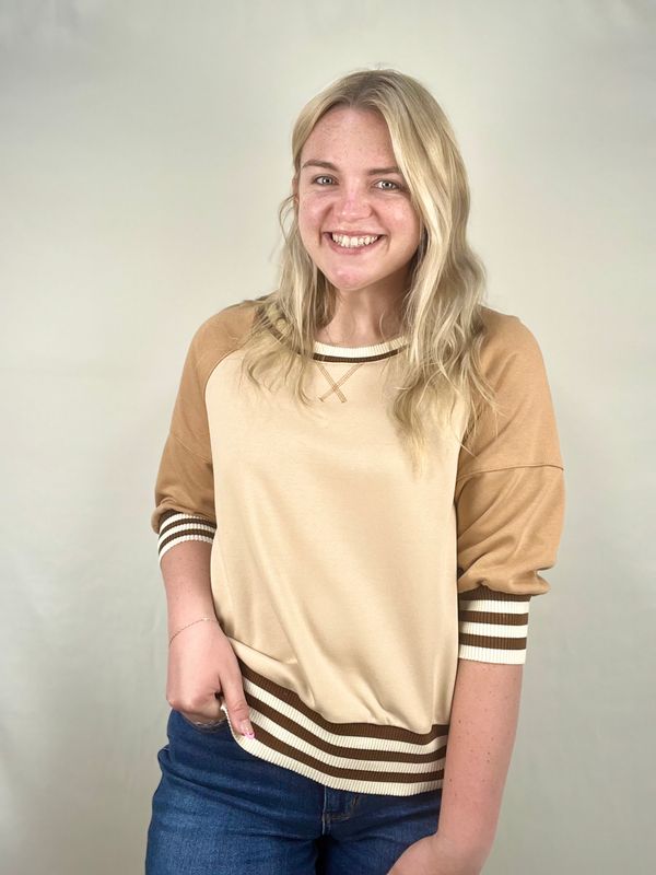 Shades of Brown Color Block Raglan Sweatshirt