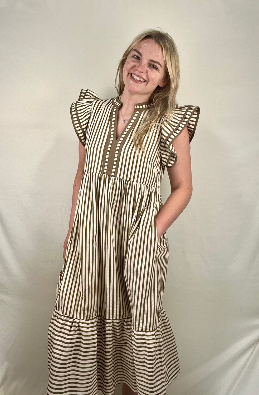 Mocha Striped Maxi Dress