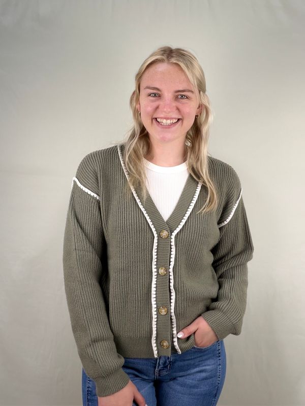 Sage Cozy Whipstitch Cardigan