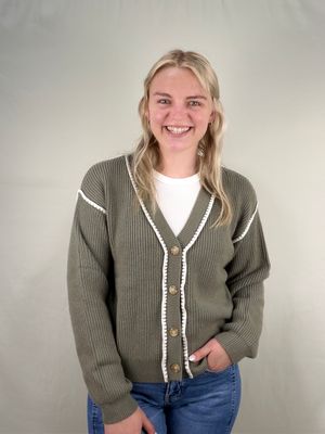 Sage Cozy Whipstitch Cardigan