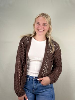 Espresso Crochet Cropped Cardigan