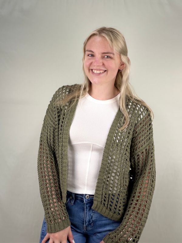 Light Olive Crochet Cropped Cardigan