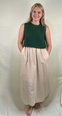 Forest Green Chunky Sweater Twofer Dress