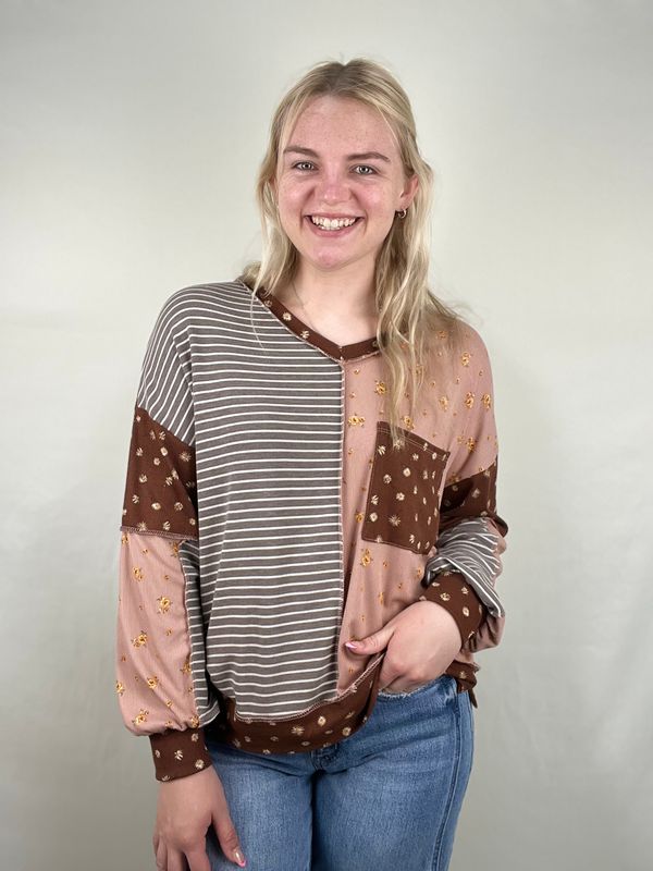 Floral/Stripe Block Top