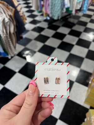 Silver Present Stud Earrings