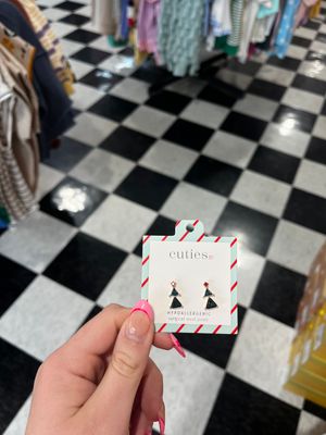 Jeweled Christmas Tree Stud Earrings