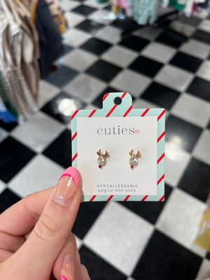 Sparkle Stone Rudolph Stud Earrings