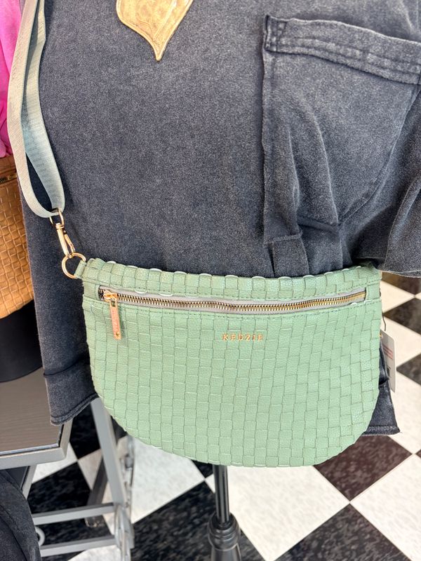 The Terrace Woven Crossbody in Olive Green