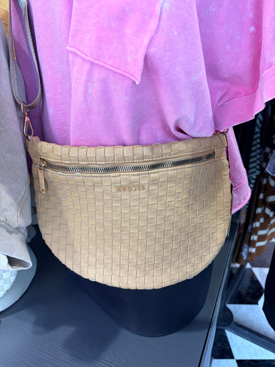The Terrace Woven Crossbody in Tan