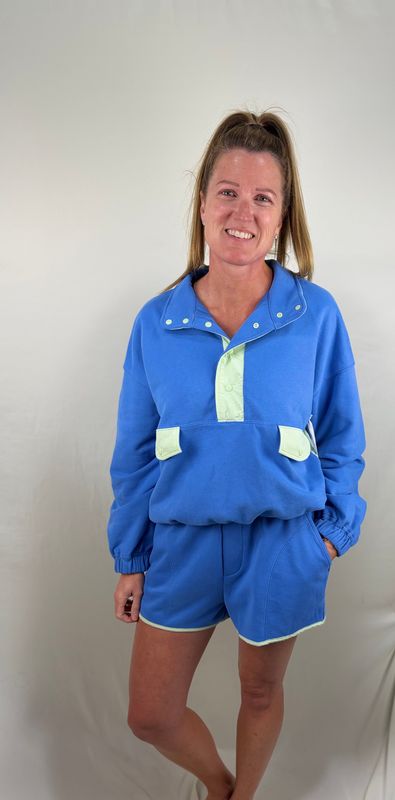 Blue/Green Snap Pullover