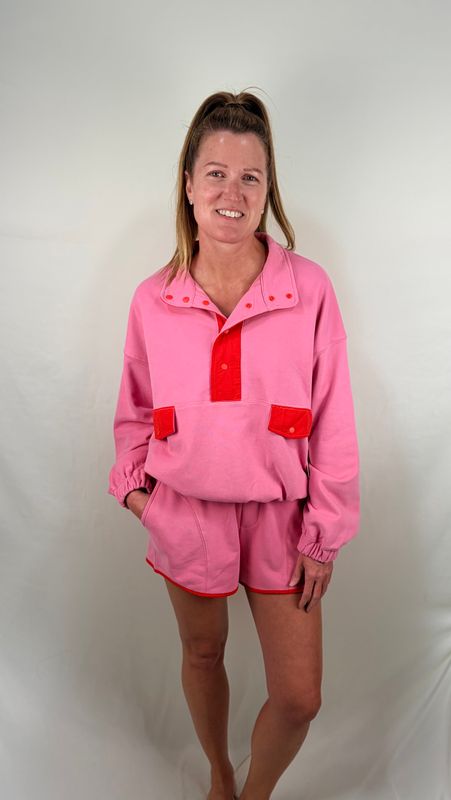Pink/Orange Snap Pullover