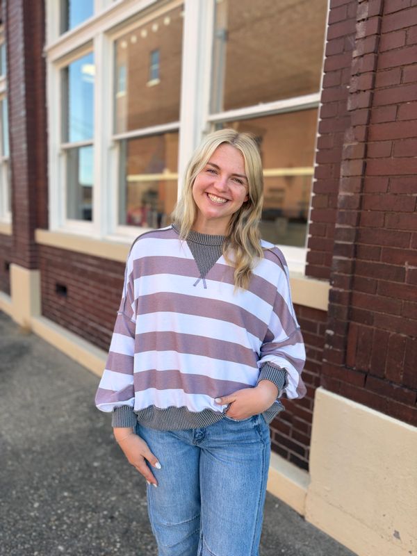 Mocha Striped/Ribbed Top