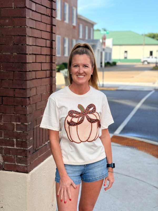 Leopard Bow Pumpkin Tee