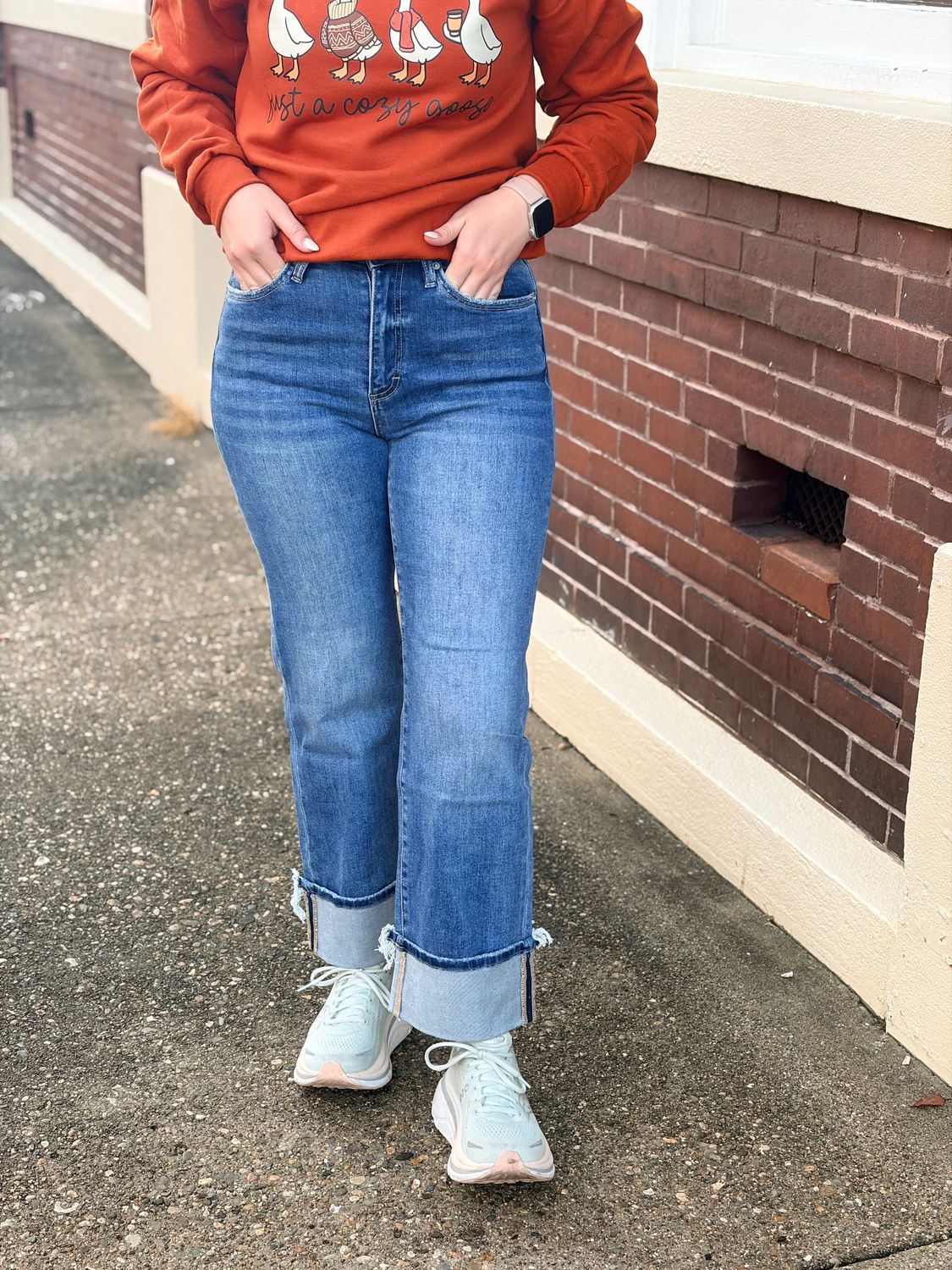 The Penn Blue Relaxed Fit Cuffed Leg Jean