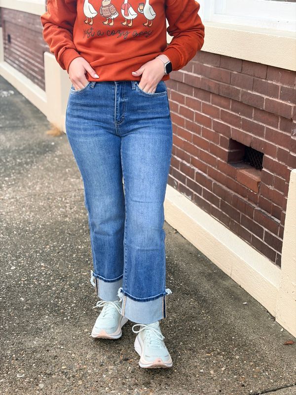 The Penn Blue Relaxed Fit Cuffed Leg Jean