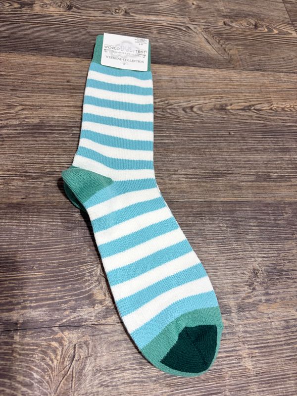Frosty Spruce Striped Crew Socks