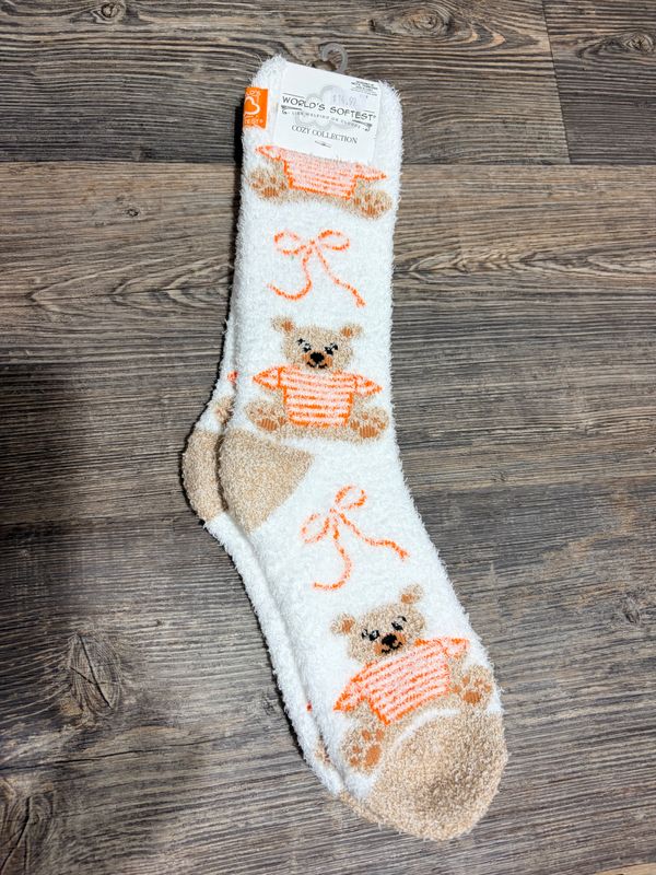 Pumpkin Bear Cozy Crew Socks