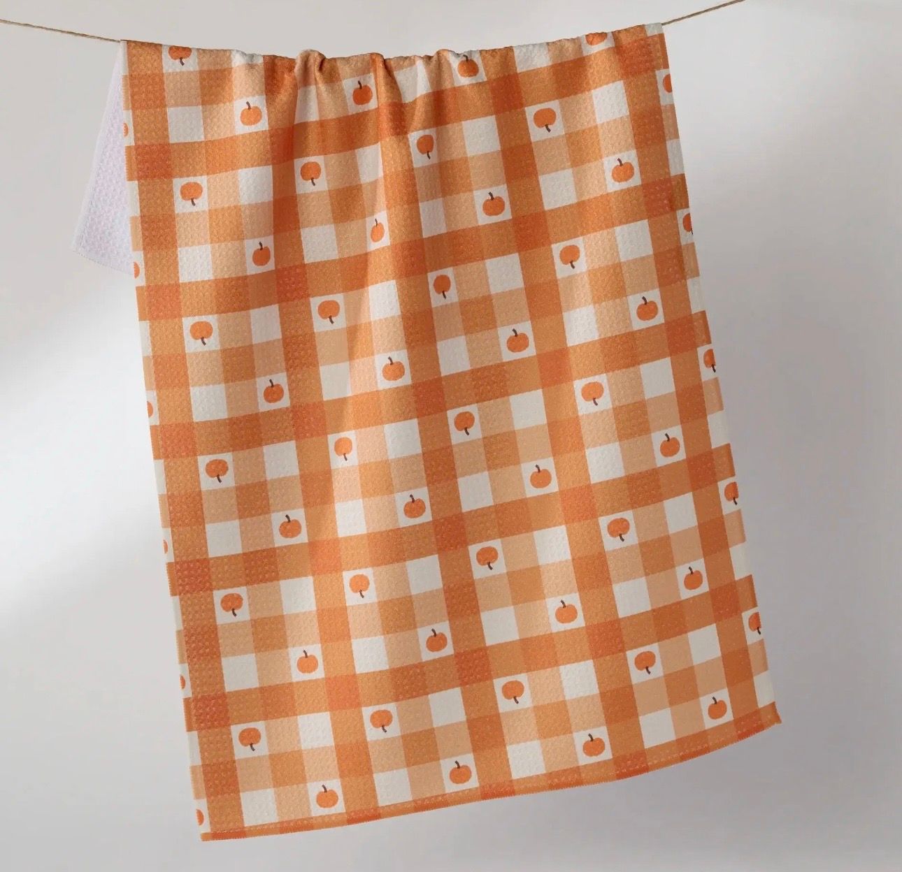 Pumpkin Check Tea Towel